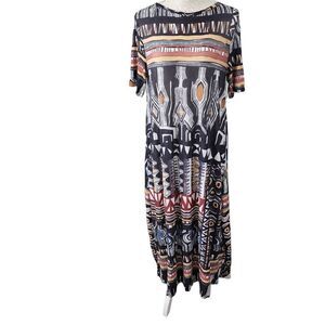 ZARA Women's Maxi Short Sleeve Aztec Print Dress Size Small